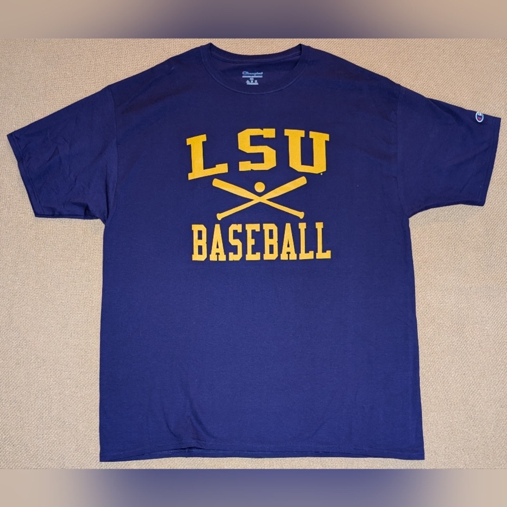 Champion LSU Baseball Short Sleeve Purple Gold Short Sleeve  Graphic T-Shirt